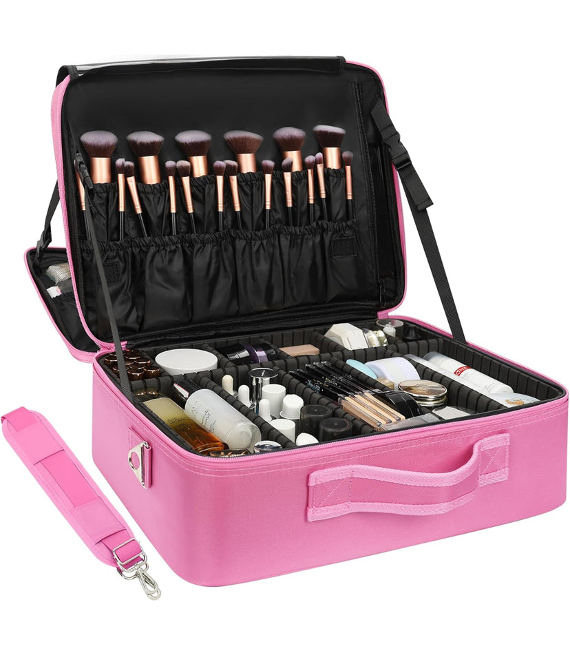 Maleta de maquillaje Rosa fuerte XL