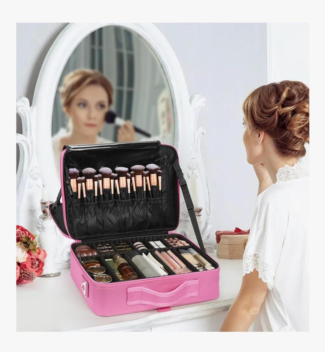 Maleta de maquillaje Rosa fuerte L