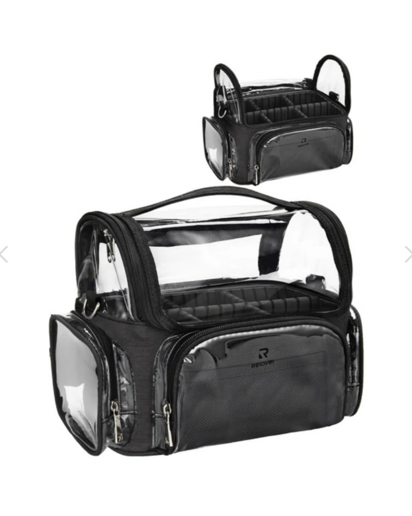 Estuche de brochas L, bolsillos transparentes.