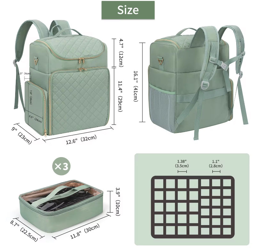 Morral de Manicura color Verde Menta 120 esmaltes