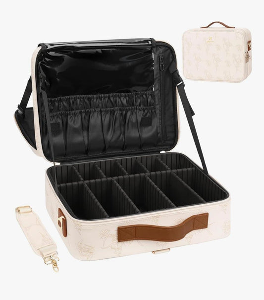 Maleta de maquillaje Beige Flores L