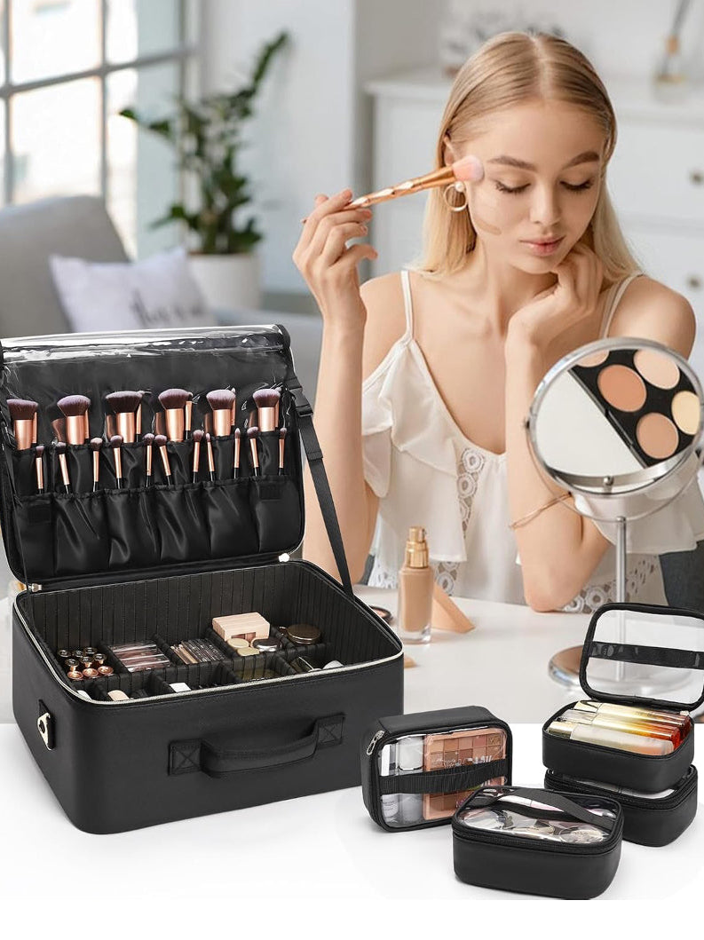 Maleta de maquillaje cuero XL cosmetiqueras