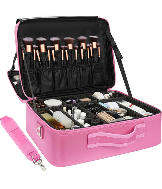 Maleta de maquillaje Rosa fuerte XL