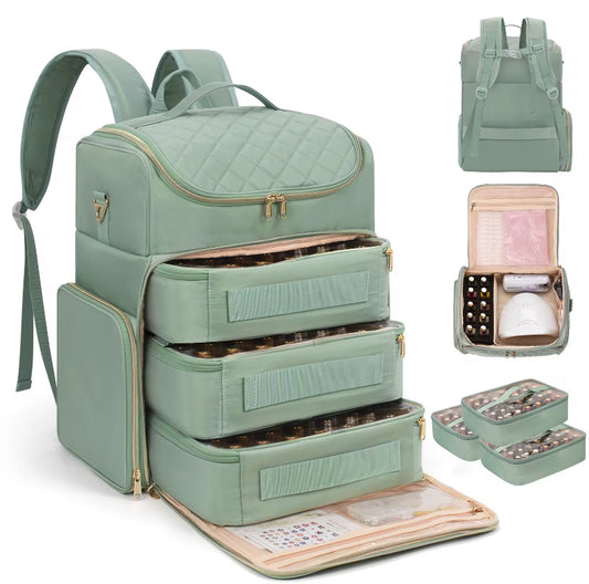 Morral de Manicura color Verde Menta 120 esmaltes