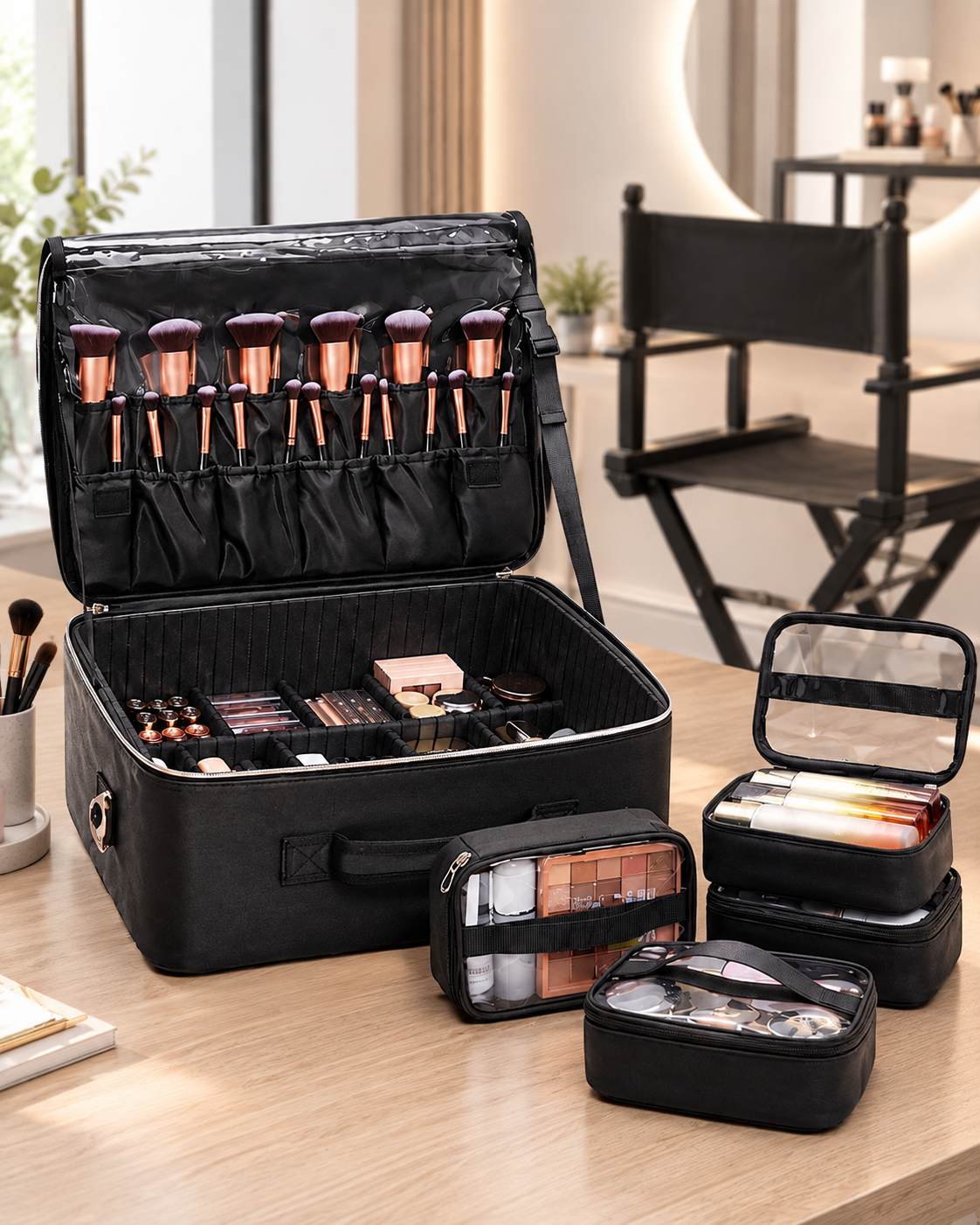 Maleta de maquillaje cuero XL cosmetiqueras